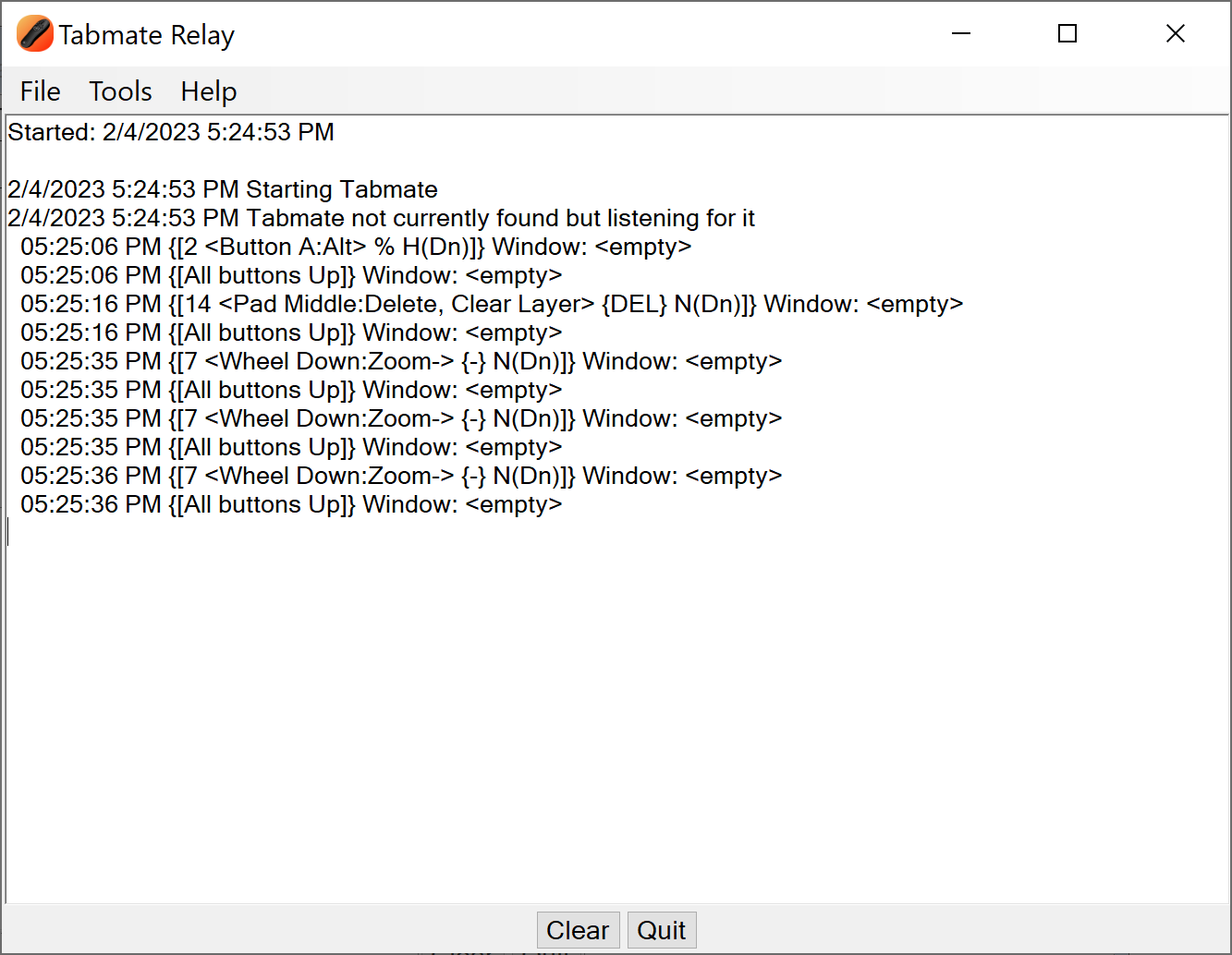 Tabmate Relay Main Window